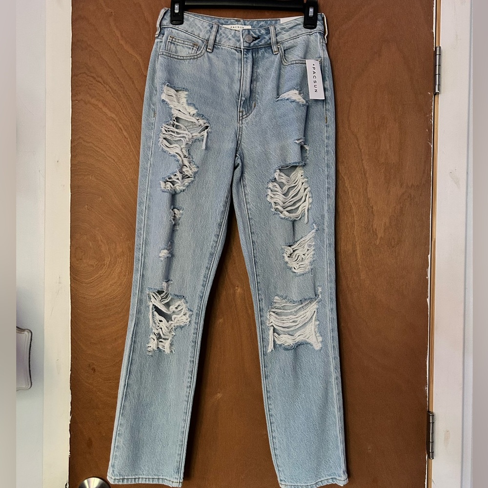 PacSun Light Blue Distressed Mom Jean